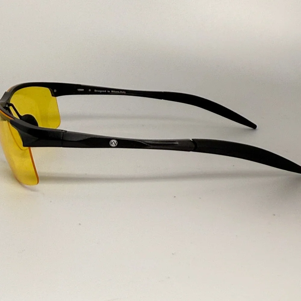 Knight Visor Night Driving‎ Glasses Yellow Lens Black Frame Designed in Italy KV